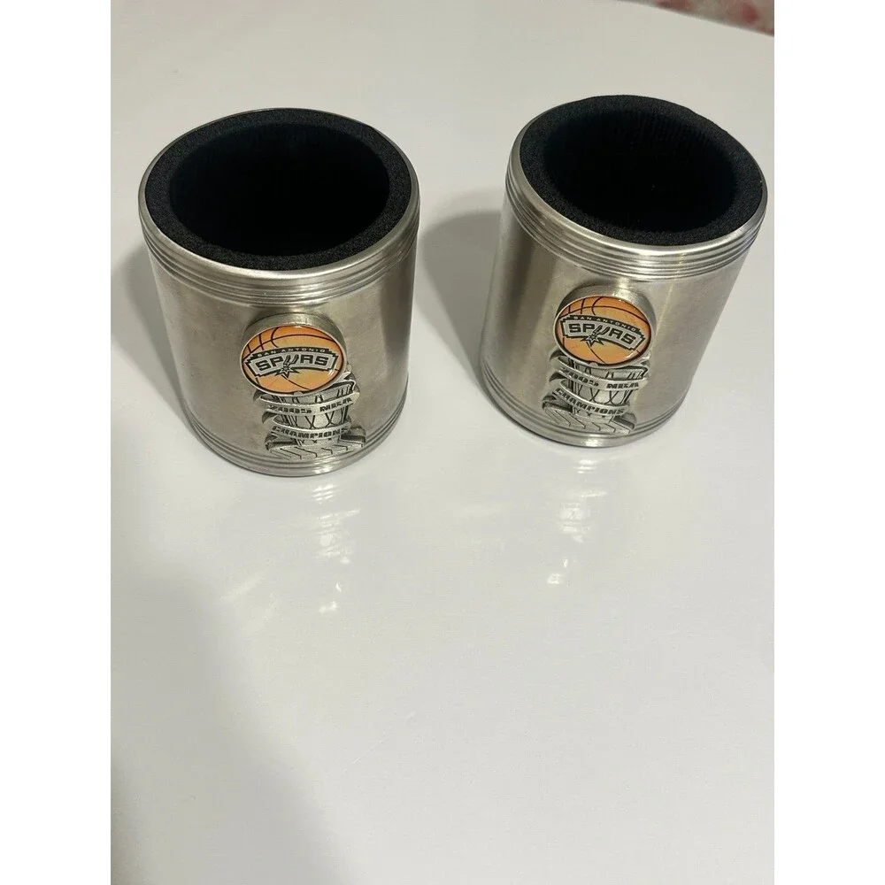 San Antonio Spurs Stainless Steel 2005 NBA Champions 12oz Can Cooler Koozie 2ct